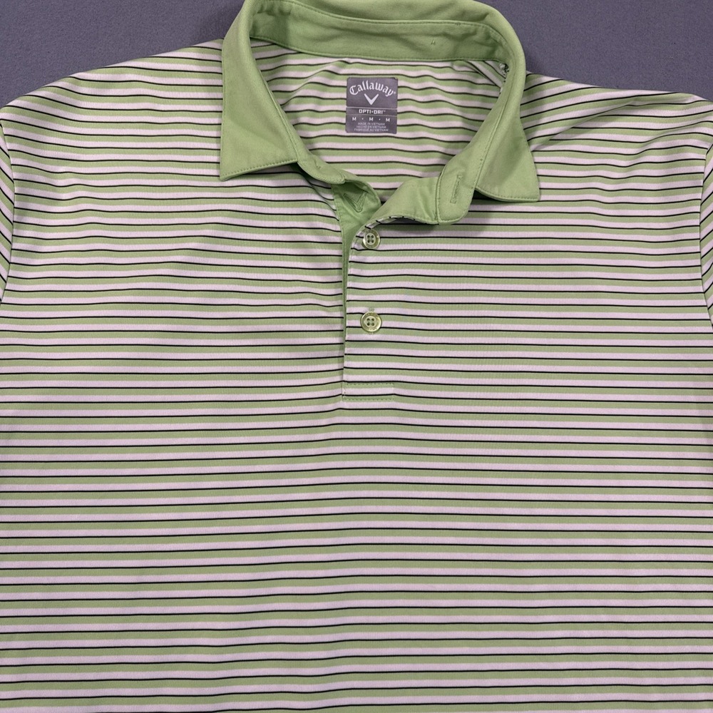 MENS CALLAWAY OPTI-DRY NEON GREEN GOLF POLO S/S SHIRT M MEDIUM